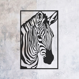 Zebra Wall Decor, Metal Wall Art, Metal Wall Decor, Minimalist Design, Housewarming Gift, Living Room Wall Art, Office Wall Hanging, Wall Sign