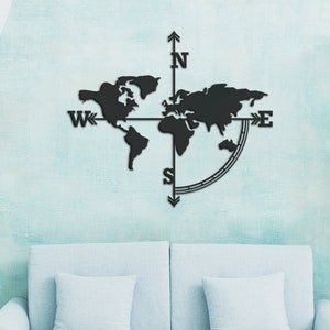 Metal World Map Wall Art, Metal Wall Decor, Metal Wall Art, Weltkarte, Housewarming Gift, World Map, Carte Du Monde,Metal Wall Sign, Travel