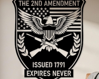 Plaque du 2e amendement, plaque patriotique personnalisée, décoration murale patriotique d'extérieur, art mural en métal mancave, cadeau pour vétéran