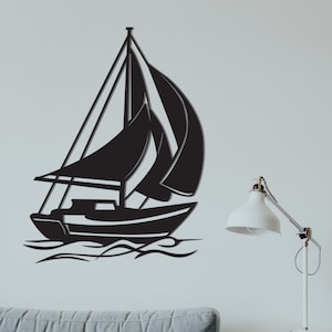 Decoración de la pared del barco, arte de la pared del metal del barco, decoración náutica, decoración de la marina, arte de la pared marina, decoración de la casa del lago, diseño minimalista, decoración de la pared de la vida marina