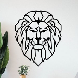 Geometric Lion Metal Wall Art, Lion Head Wall Decor, Extra Large Wall Art, Living Room Wall Decor, Lake House Decor, Boy Nursery Wall Decor