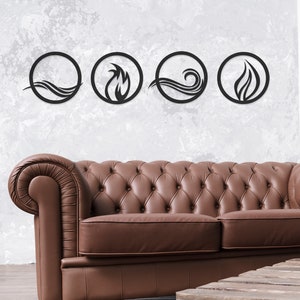Vier Elemente Wanddeko, Metall Wandkunst, Metall Wanddeko, Metall Wandschild, Metall Wandbehang, Einweihungsgeschenk, minimalistisches Design