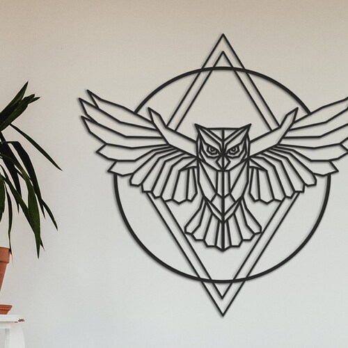Geometric Owl Hanging Wall Art Figure Wall Decor Etsy