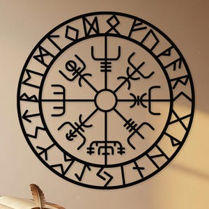 Vegvisir Wall Art, Metal Wall Art, Metal Wall Decor, Sign For Viking Home Decor, Viking Symbols, Viking Metal Sign, Viking Wall Decor
