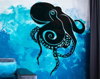 Octopus Metal Wall Decor, Metal Wall Art, Nautical Decor,Navy Decor,Marine Wall Art,Lake House Decor,Minimalist Design,Sea Life Wall Decor