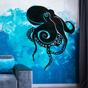 Oktopus Metall Wand dekor, Metall Wandkunst, Nautische Deko, Marine Deko, See Haus Dekor, minimalistisches Design, Meeresleben Wanddeko