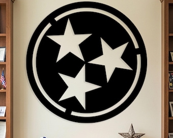 Metal Tristar Made In Tennessee, Tennessee Tri Star Gift, Tennessee Home Decor, Nashville Gift, Tennessee Tri Star Sign, Tristar Metal Sign