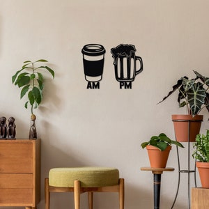 Am Pm Metal Wall Art, Coffee Bar Decor, Home Office Wall Decor, Gifts Craft Beer Lover, Kitchen Wall Decor, Farmhouse Dining Room Wall Decor