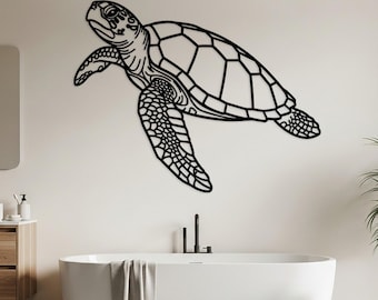Sea Turtle Metal Wall Art, Large Coastal Decor, Bathroom Wall Art, Nautical Beach House Decor, Sea Life Wall Decor, Outdoor Sea Turtle Decor