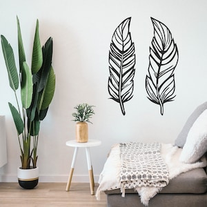 Feather Wall Art, Set of 2, Metal Wall Decor,Metal Wall Art, Feather Office Wall Hanging, Housewarming Gift, Living Room Wall Art,fall decor