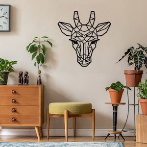 Geometric Giraffe Metal Wall Decor, Giraffe Nursery Decor, Safari Baby Shower Decorations, Gifts For Giraffe Lovers, Giraffe Gift For Her