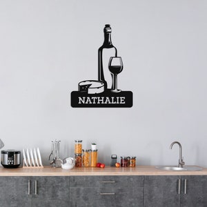 Cheese And Wine Custom Metal Sign, Personalized Wine Cellar Sign, Gift For Wine Lovers, Metal Wine Wall Decor, Custom Wine Decor For Kitchen