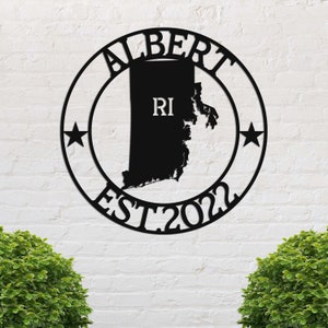 Rhode Island Custom Metallschild, Ri State Schild, Rhode Island Willkommensschild, Metall Namensschild, Rhode Island Dekor, Personalisiertes Namensschild