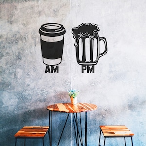 Am Pm Schild, Metall Wandkunst, Metall Wandkunst, Kaffee & Bier Deko, Einweihungsgeschenk, Küche Deko, Am Pm Schild, Bier Schild