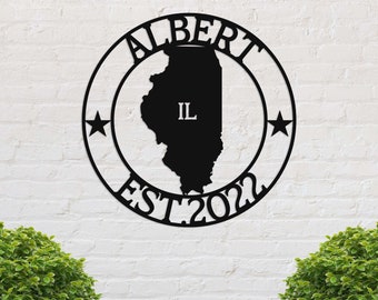 Illinois Custom Metal Sign, Il State Sign, Illinois Welcome Sign, Metal Name Sign, Illinois Decor, Personalized Name Sign, Illinois Sign