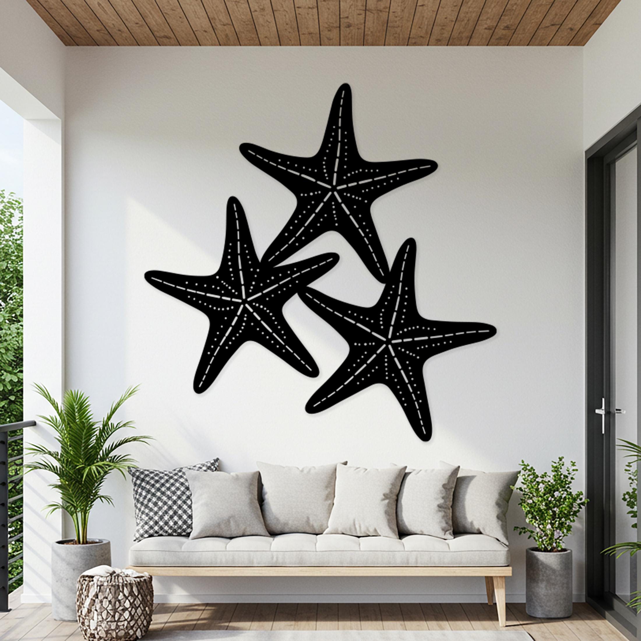 Oversized Starfish Metal Wall Art, Nautical Beach House Decor, Starfish ...