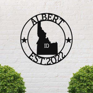 Idaho Custom Metallschild, Id State Schild, Idaho Willkommensschild, Metall Namensschild, Idaho Decor, Personalisiertes Namensschild, Personalisiertes Idaho Schild