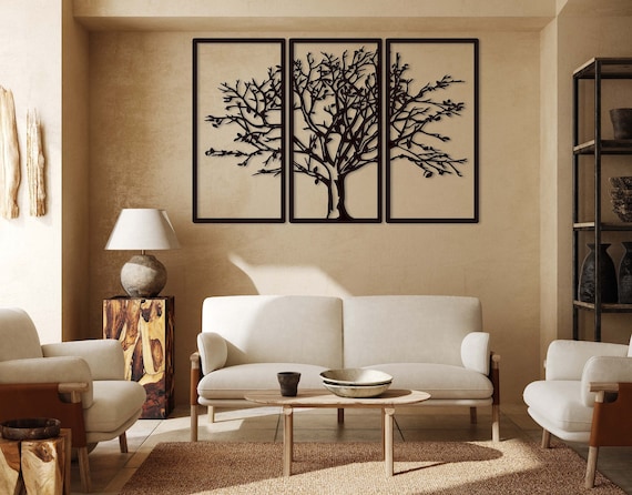Tree Panel Metal Wall Decor Modern Living Room Wall Decor | Etsy