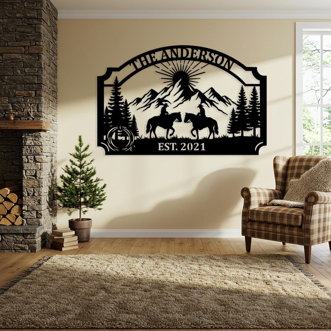 Custom Horse Ranch Metal Sign, Personalized Equestrian Wall Art ...