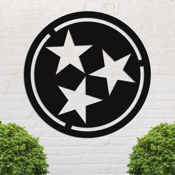 Metal Tristar Made In Tennessee, Tennessee Tri Star Gift, Tennessee Home Decor, Nashville Gift, Tennessee Tri Star Sign, Tristar Metal Sign