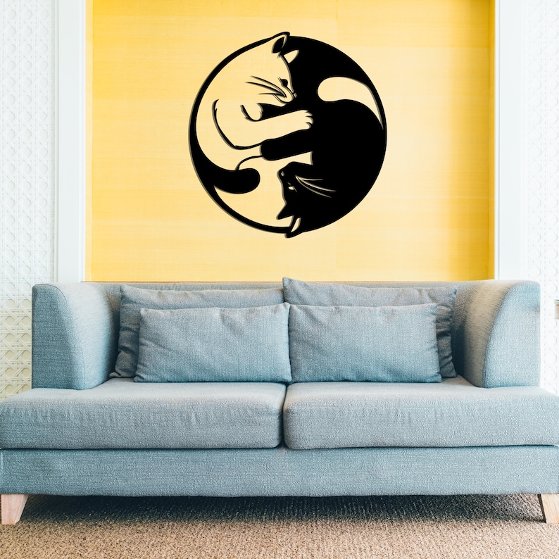 Yin Yang Wall Decor Yin Yang Cat Metal Wall Art Metal Wall - Etsy