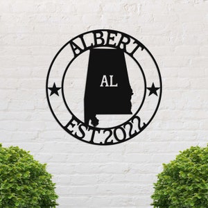 Signo de metal personalizado de Alabama, signo del estado Al, signo de bienvenida de Alabama, signo de nombre de metal, decoración de Alabama, signo de nombre personalizado, signo de Alabama