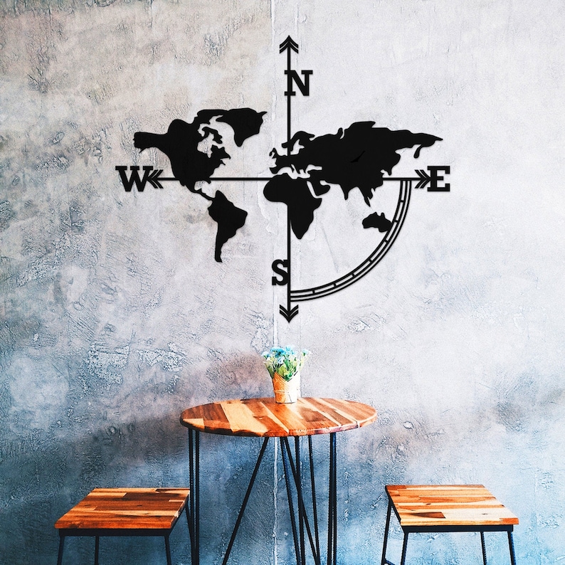 Metal World Map Metal Wall Decor Metal Wall Art Etsy Canada