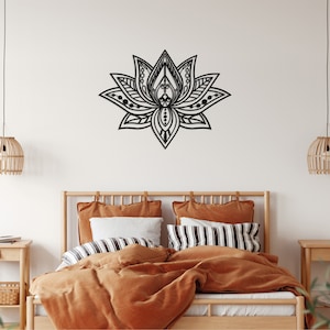 Metal Lotus Flower Decor, Metal Mandala Wall Art, Over The Bed Decor, Meditation Room Decor, Bedroom Wall Decor, Large Lotus Flower Wall Art
