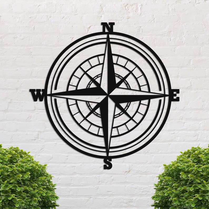 Compass Metal Wall Art, Compass Metal Wall Decor, Beach House Decor, Compass Gift For Sailor, Gift For Boat Owner, Large Decorative Compass image 6