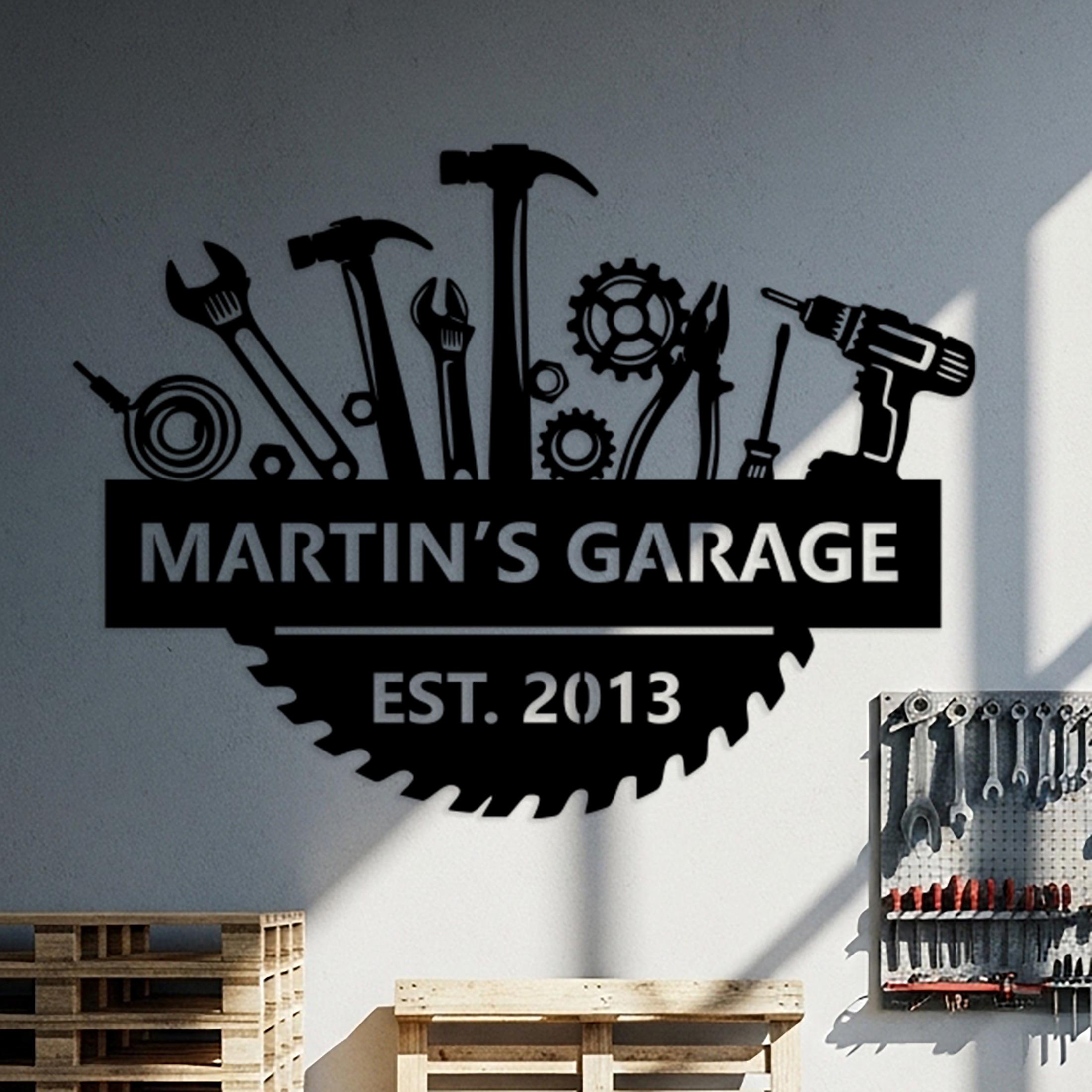 Tool Theme Sign Custom Garage Tools Sign, Personalized Workshop Tools Wall Art ...