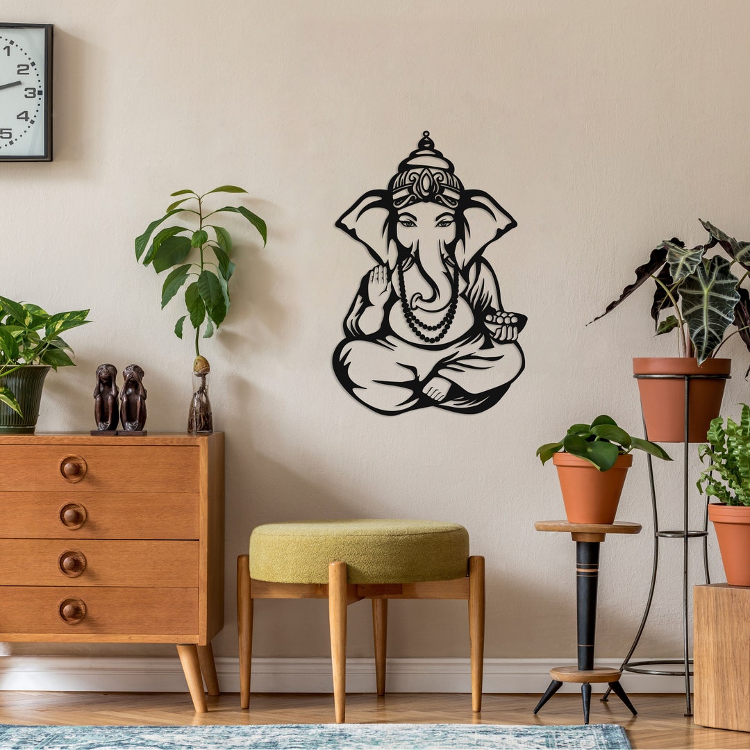 Ganesha Metal Wall Art, Spiritual Wall Decor, Ganesha Wall Decor, Lord ...