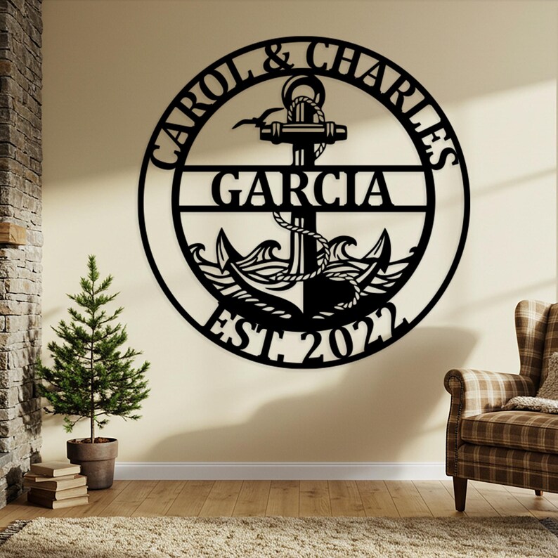Personalized Anchor Wall Sign, Custom Nautical Family Wall Art, Outdoor ...