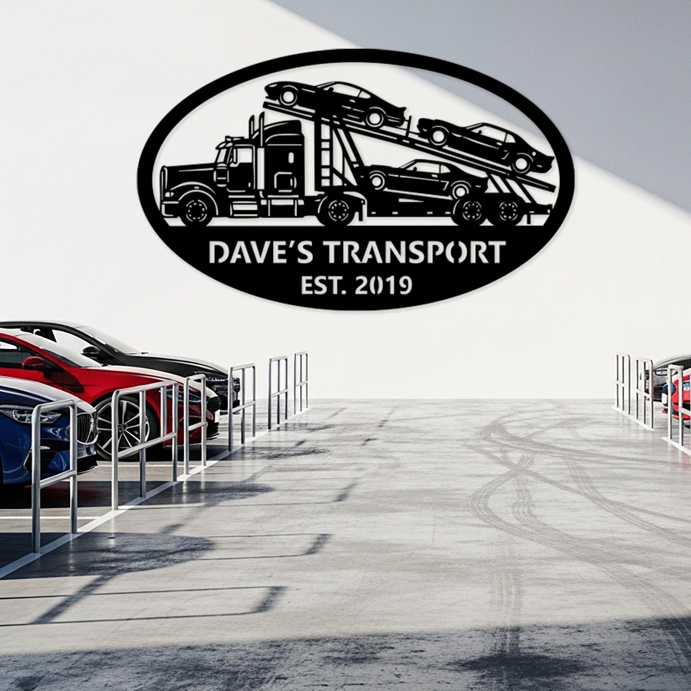 Custom Car Hauler Metal Wall Art, Personalized Car Trailer Truck Sign ...