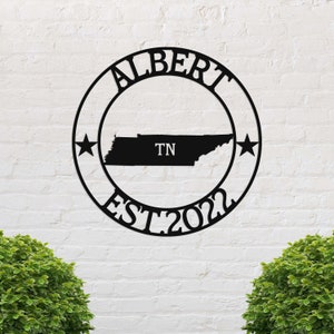 Cartello in metallo personalizzato Tennessee, cartello dello stato del Tennessee, cartello di benvenuto del Tennessee, cartello con nome in metallo, decorazioni del Tennessee, cartello con nome personalizzato, cartello del Tennessee