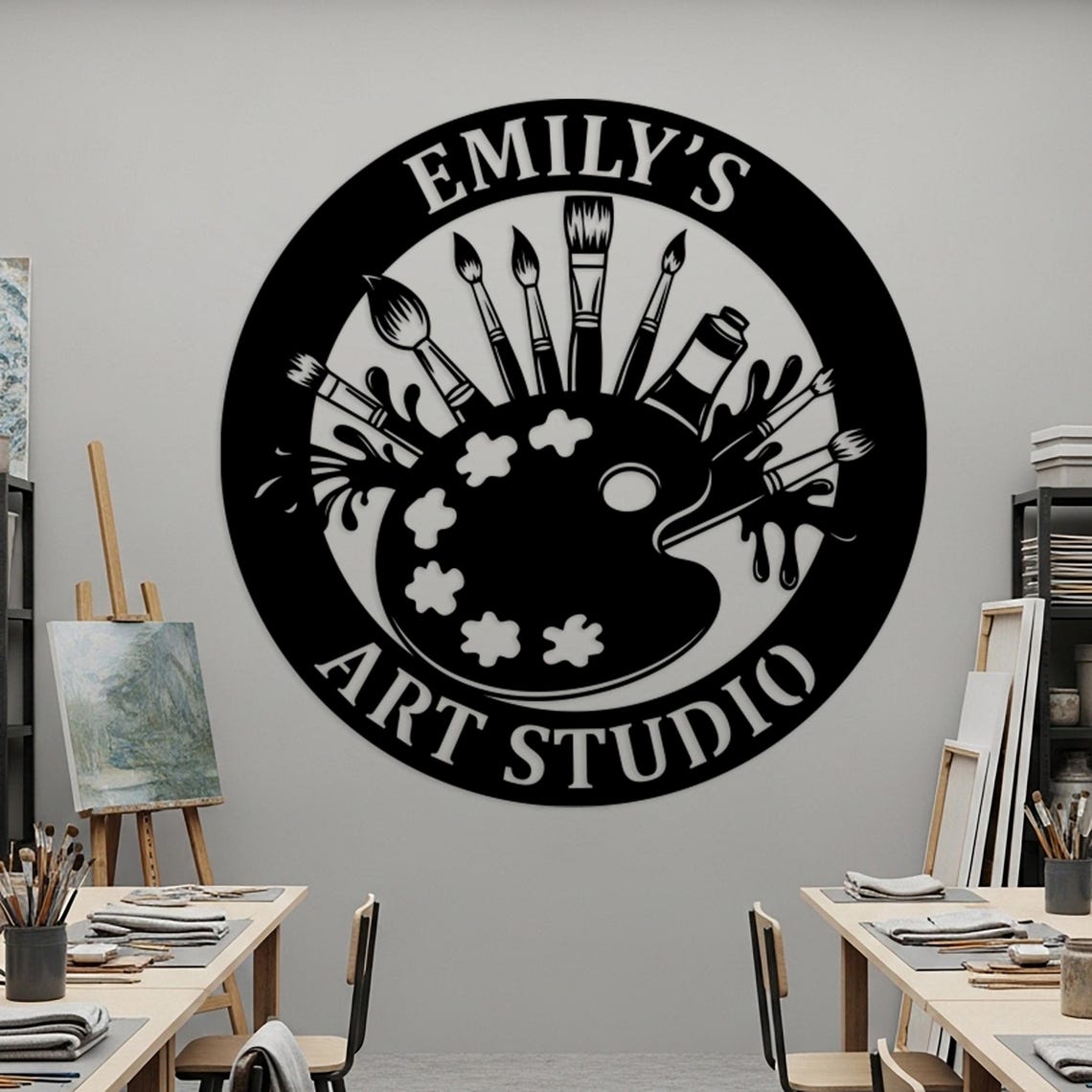 Custom Studio Sign Custom Art Studio Metal Sign, Personalized Paint Palette Decor, Large ...