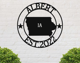 Iowa Custom Metal Sign, Ia State Sign, Iowa Welcome Sign, Metal Name Sign, Personalized Iowa Decor, Personalized Name Sign, Custom Iowa Sign