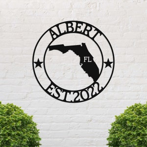 Florida Custom Metal Sign, FL State Sign, Florida Welcome Sign, Metal Name Sign, Florida Decor, Gepersonaliseerde Naam Sign, Outdoor Florida Sign