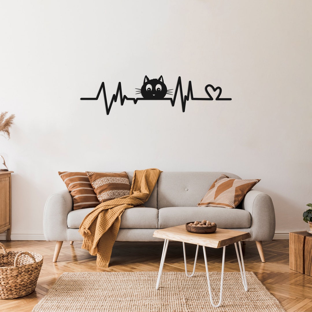 Black Cat Metal Wall Art Black Cat Decor Cute Cat Decor Cat Etsy