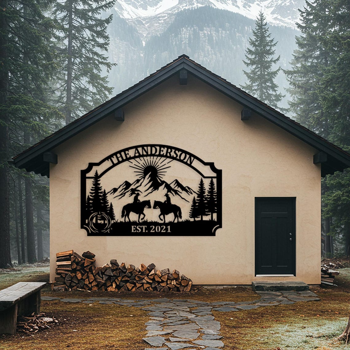 Custom Horse Ranch Metal Sign, Personalized Equestrian Wall Art ...