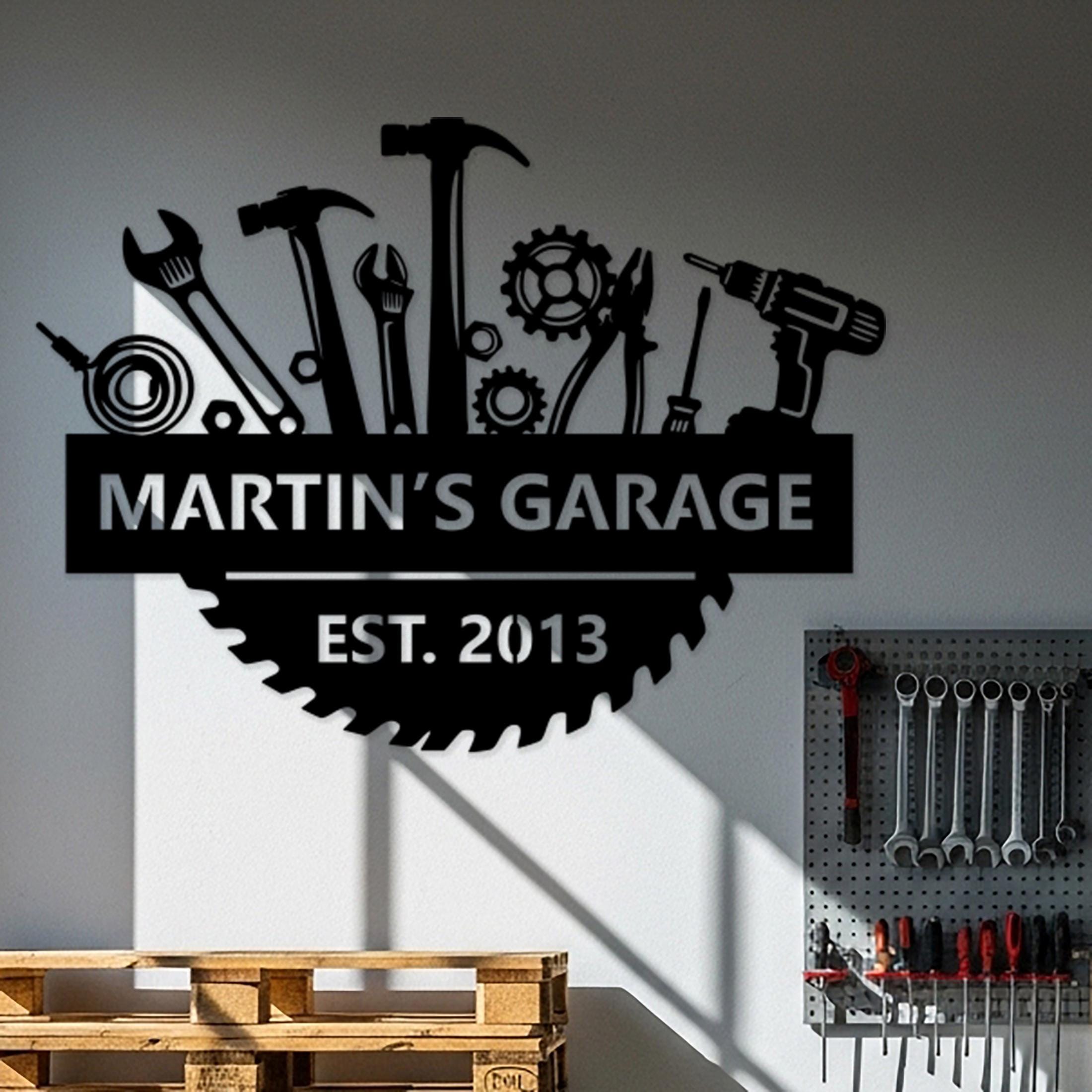 Tool Theme Sign Custom Garage Tools Sign, Personalized Workshop Tools Wall Art ...