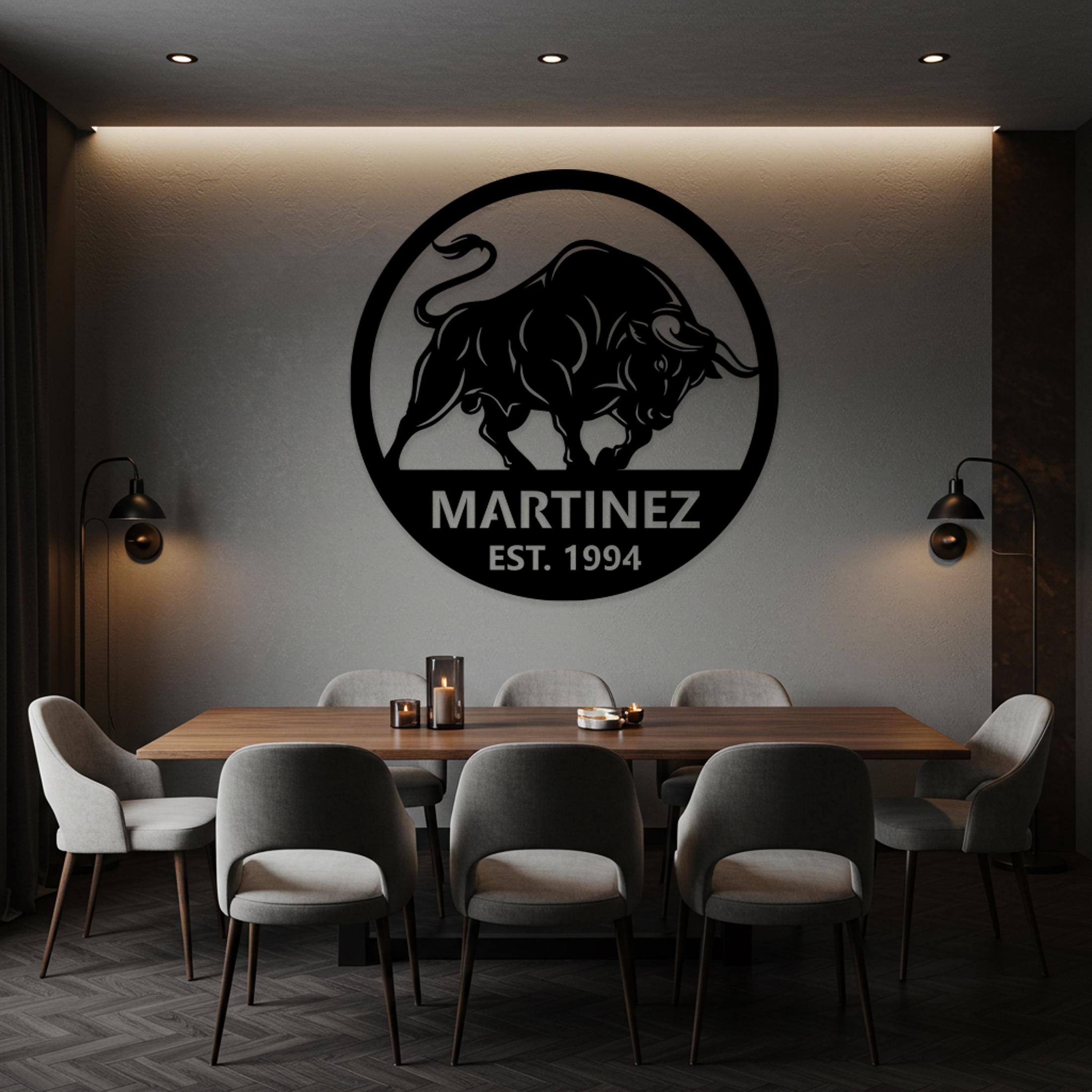Custom Western Bull Metal Sign, Personalized Bull Ranch Wall Art, Bull ...