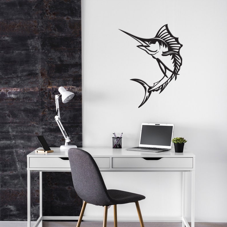 Swordfish Metal Wall Decor Metal Wall Art Minimalist Design Etsy