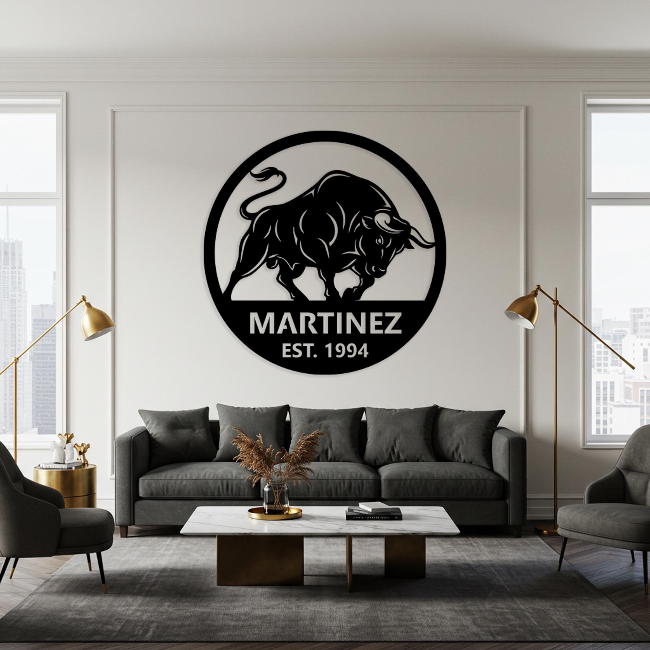 Custom Western Bull Metal Sign, Personalized Bull Ranch Wall Art, Bull ...