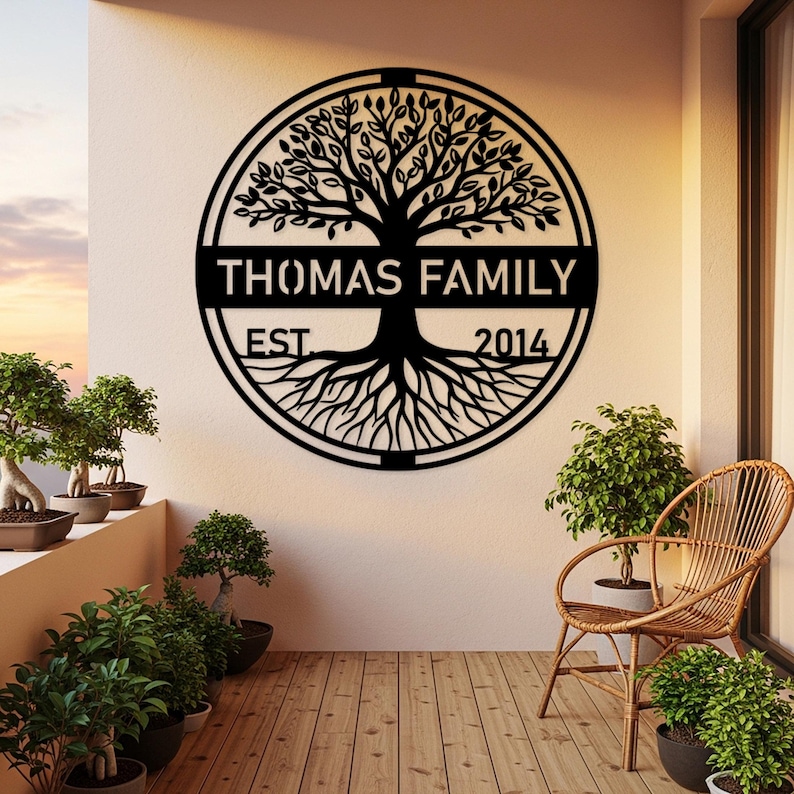 Custom Family Tree Metal Sign, Personalized Tree of Life Decor, Outdoor ...