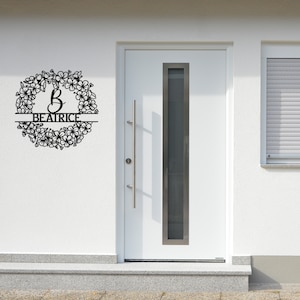 Sinal de metal personalizado com nome de flores, sinais de número de casa personalizados de primavera, sinal de letra personalizado, sinal de porta personalizado, sinal de porta de quarto personalizado