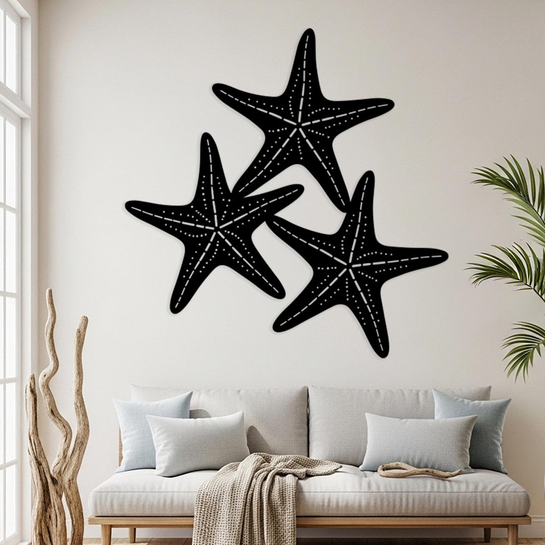 Oversized Starfish Metal Wall Art, Nautical Beach House Decor, Starfish ...