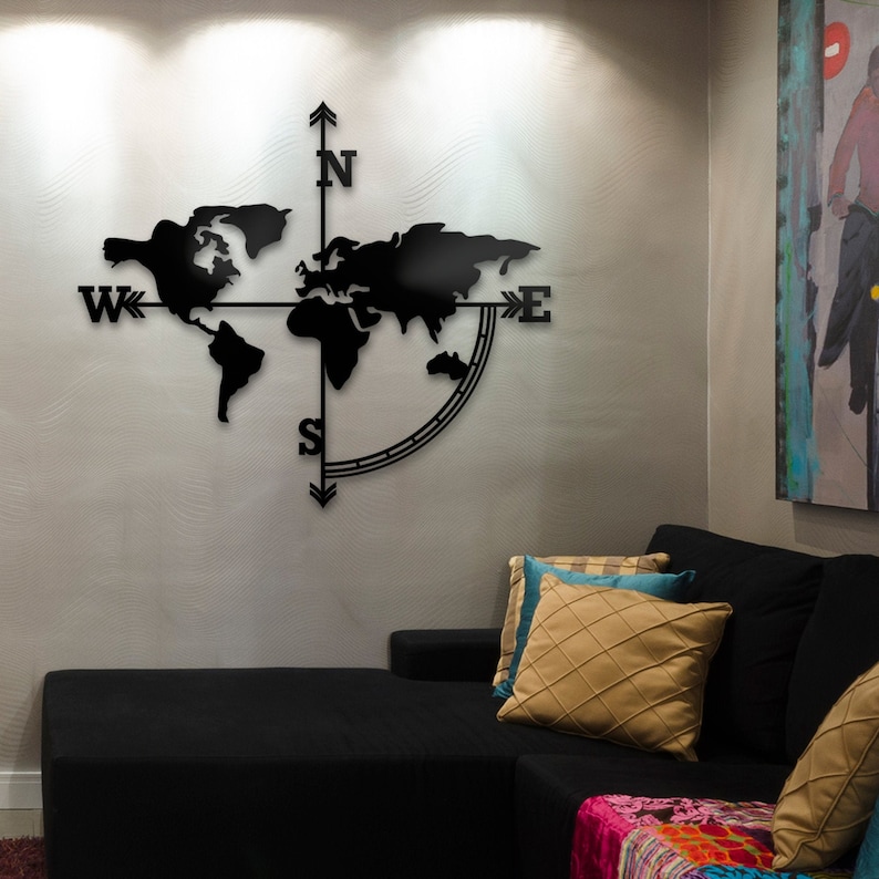 Metal World Map Metal Wall Decor Metal Wall Art Etsy Canada