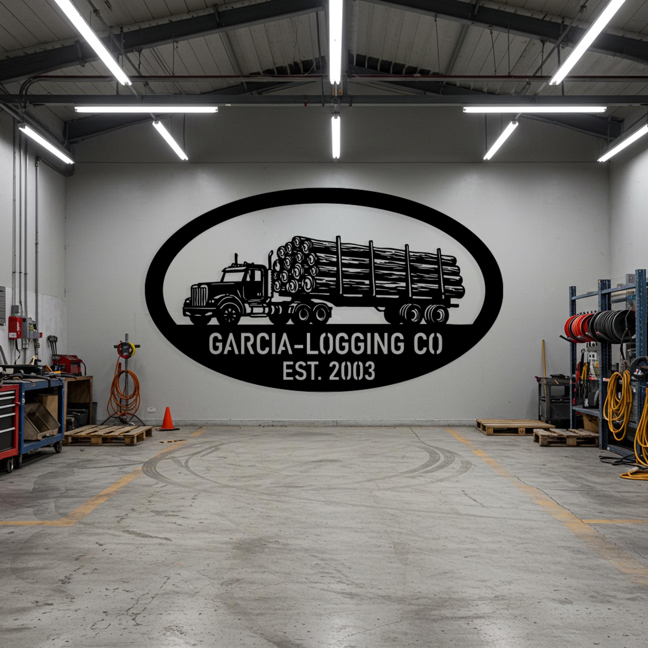 Custom Logging Truck Metal Wall Art, Personalized Lumber Company Sign ...