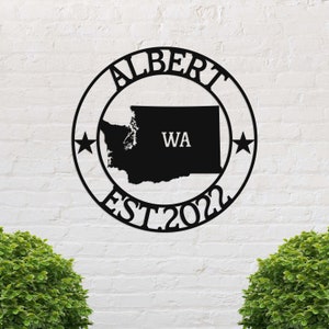 Washington Custom Metal Sign, Wa Washington State Sign, Washington Welcome Sign, Metal Name Sign, Washington Decor, Gepersonaliseerde naambord