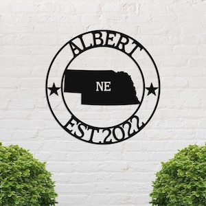 Nebraska Custom Metal Sign, Ne State Sign, Nebraska Welcome Sign, Metal Name Sign, Nebraska Decor, Personalized Name Sign, Nebraska Sign